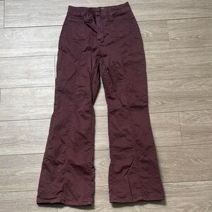 Marine Layer High-Waist Flared Pants in Deep Wine
